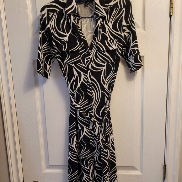 H&M Zebra Print Classic Belted Stretch Dress - Picture 1 of 5